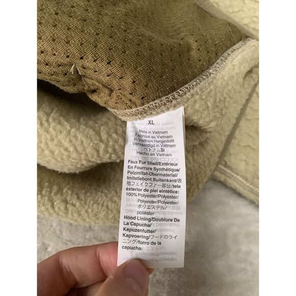 J Crew Jacket Nordic Sherpa Fleece Polartec Hooded Beige Tan Mens Size XL - Picture 7 of 8